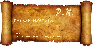 Petsch Mária névjegykártya